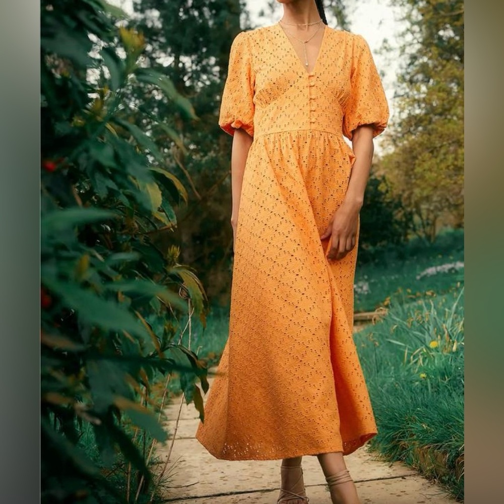 Barbour Orange Eyelet Maxi Dress